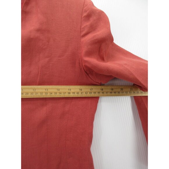 VINTAGE Laura Ashley Blazer 6 Terracotta Linen Jacket Equestrian 90s * - Picture 7 of 16